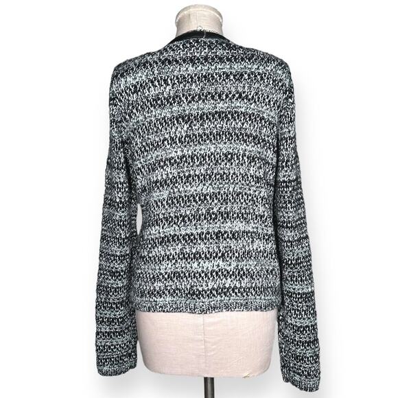 JOIE Jacolyn Jacket Wool Mohair Blazer Metallic Leather Trim Marble Knit Medium - Picture 7 of 13